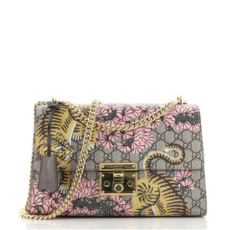 Gucci Padlock Shoulder Bag Bengal Print GG Coated Canvas Medium