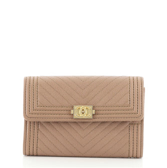 Chanel Boy Flap Wallet Chevron Caviar Small