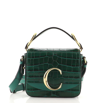Chloe C Crossbody Bag Crocodile Embossed Leather Mini