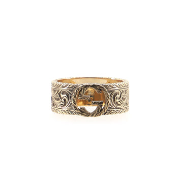 Gucci Interlocking G Arabesque Ring 18K Yellow Gold Wide