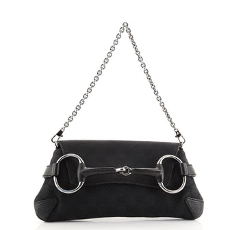Gucci Horsebit Chain Clutch GG Canvas with Leather Medium