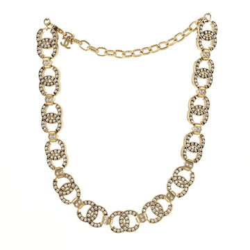 Chanel CC Link Choker Necklace Metal with Crystals