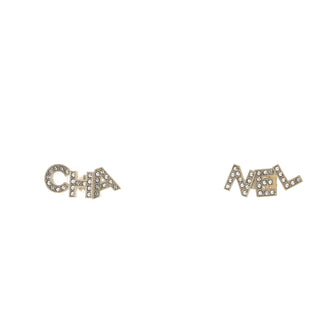 Chanel CHA-NEL Stud Earrings Metal with Crystals