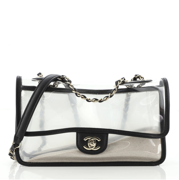 Chanel Sand By The Sea Flap Bag PVC with Lambskin Medium Black 8268124