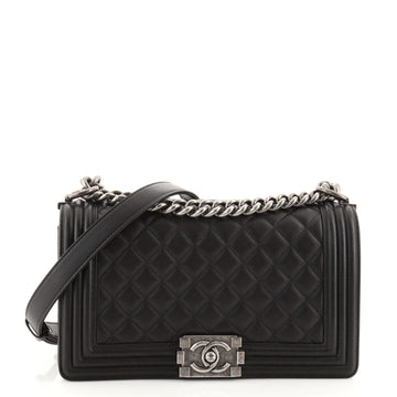 Chanel Boy Flap Bag Quilted Lambskin Old Medium