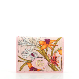 Gucci GG Marmont Flap Card Case Flora Canvas