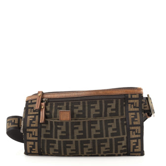 Fendi Front Zip Belt Bag Zucca Canvas with Leather