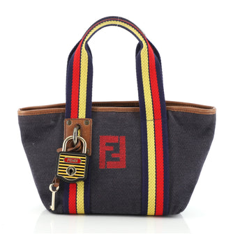 Fendi Lock Shopping Tote Denim Mini