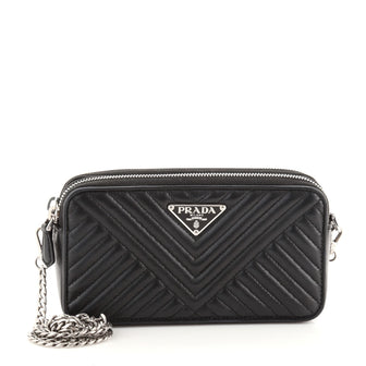 Prada Double Zip Crossbody Bag Diagramme Quilted Leather Mini
