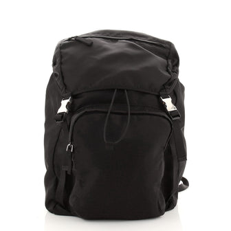 Prada Double Pocket Buckle Backpack Tessuto Large
