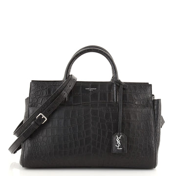 Saint Laurent Rive Gauche Cabas Crocodile Embossed Leather Small