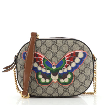 Gucci Chain Crossbody Bag Embroidered GG Coated Canvas Mini