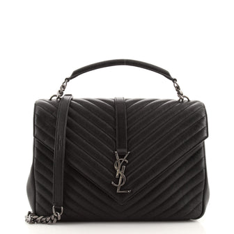 Saint Laurent Classic Monogram College Bag Matelasse Chevron Leather Large