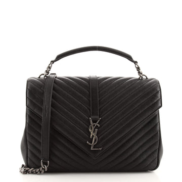 Saint Laurent Classic Monogram College Bag Matelasse Chevron Leather Large