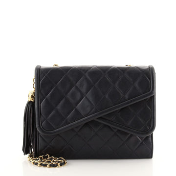 Chanel Vintage Crossover Flap Bag Quilted Lambskin Small