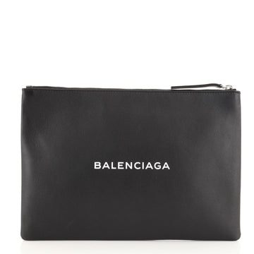 Balenciaga Everyday Logo Pouch Printed Leather Large
