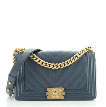 Chanel Boy Flap Bag Chevron Caviar Old Medium