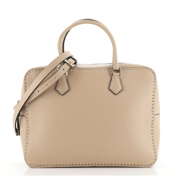 Valentino Convertible Zip Satchel Leather with Micro Rockstuds Medium