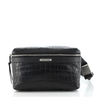 Saint Laurent City Belt Bag Crocodile Embossed Leather
