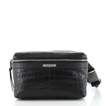 Saint Laurent City Belt Bag Crocodile Embossed Leather