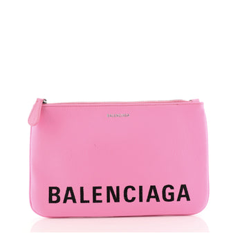 Balenciaga Everyday Logo Pouch Printed Leather Medium