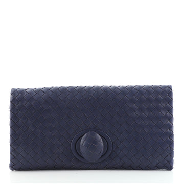 Bottega Veneta Fold Over Turnlock Clutch Intrecciato Nappa