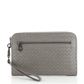Bottega Veneta Front Zip Portfolio Pouch Intrecciato Nappa Medium