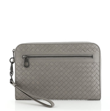 Bottega Veneta Front Zip Portfolio Pouch Intrecciato Nappa Medium