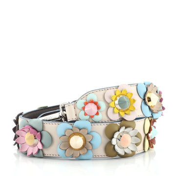 Fendi Flowerland Strap You Shoulder Strap Studded Leather