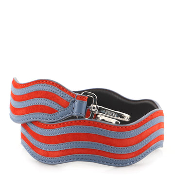 Fendi Striped Strap You Shoulder Strap Suede and Leather