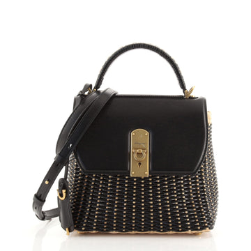 Salvatore Ferragamo Boxyz Top Handle Bag Woven Leather Medium