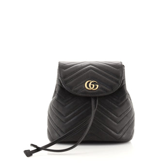 Gucci GG Marmont Drawstring Backpack Matelasse Leather Mini