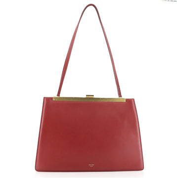 Celine Clasp Shoulder Bag Leather Medium