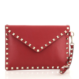 Valentino Rockstud Envelope Wristlet Clutch Leather Small