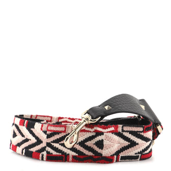 Valentino Rockstud Guitar Shoulder Strap Embroidered Canvas