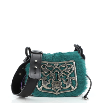 Prada Corsaire Shoulder Bag Calf Hair and Quilted Velvet Small