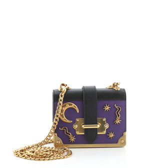 Prada Cahier Crossbody Bag Embellished Leather Micro