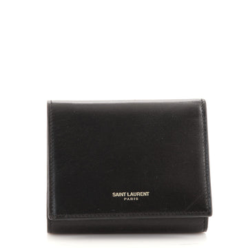 Saint Laurent Logo Trifold Wallet Leather Compact