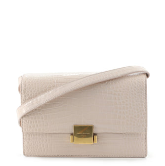Saint Laurent Bellechasse Shoulder Bag Crocodile Embossed Leather Medium