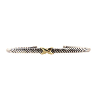 David Yurman X Cable Bracelet Sterling Silver with 18K Yellow Gold 4mm