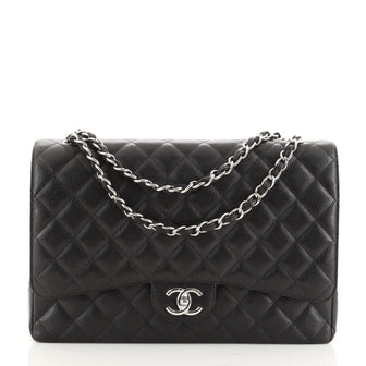 Chanel Classic Double Flap Bag Quilted Caviar Maxi