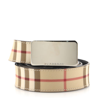 Burberry Logo Buckle Belt Vintage Check Coated Canvas Wide
