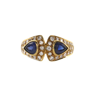 Van Cleef & Arpels Vintage Cocktail Ring 18K Yellow Gold with Sapphires and Diamonds