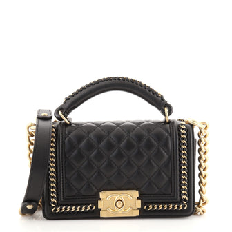 Chanel Chain Handle Boy Flap Bag Quilted Calfskin Small