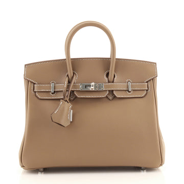Hermes Birkin Handbag Grey Swift with Palladium Hardware 25