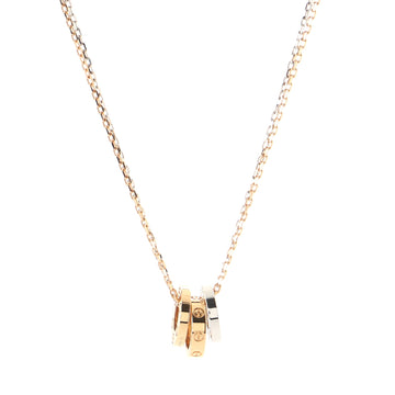 Cartier Love 3 Ring Pendant Necklace 18K Rose Gold and 18K White Gold with 6 Diamonds