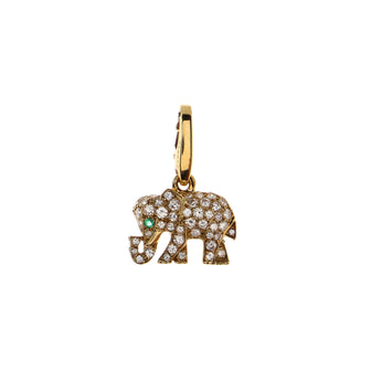 Cartier Vintage Elephant Charm Pendant Pendant & Charms 18K Yellow Gold with Emerald and Diamonds