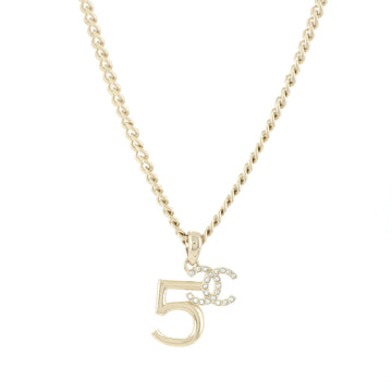 Chanel CC No.5  Pendant Necklace Metal with Crystals