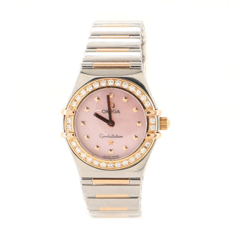 Omega Constellation Quartz Watch Stainless Steel and Rose Gold with Diamond Bezel and Mother of Pearl 23