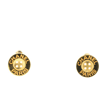 Chanel Button Motif Stud Earrings Metal